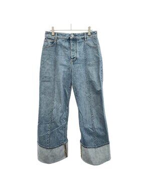 Bottega Veneta Center Crease Roll Up Denim Pants Indigo Blue 36